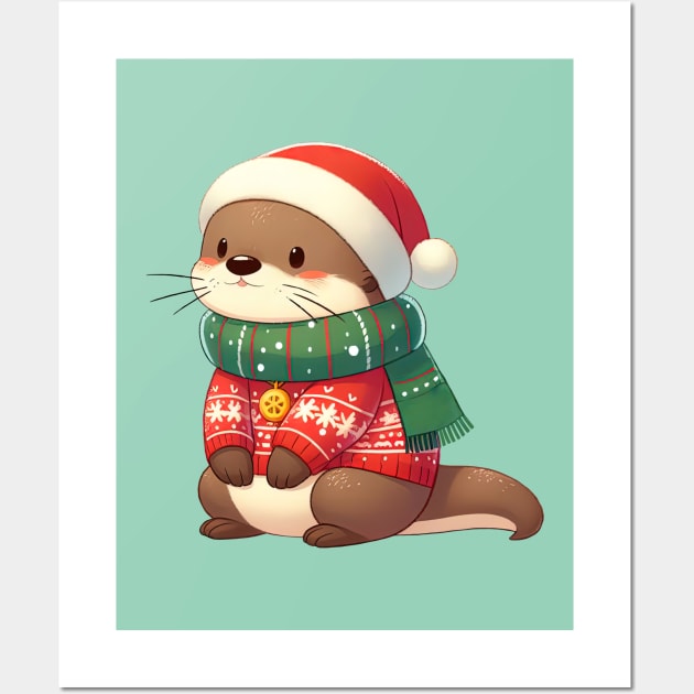 Adorable Christmas Otter Wall Art by Takeda_Art